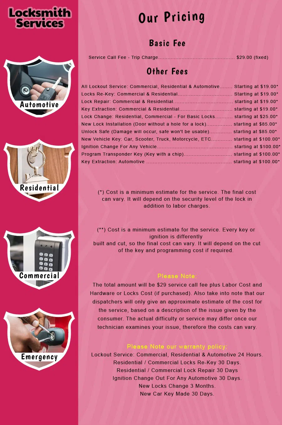 Runnemede NJ Locksmith Store Runnemede, NJ 856-431-2564 - price-list-c-18
